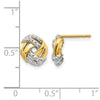 14k and White Rhodium Accents Diamond Love Knot Post Earrings