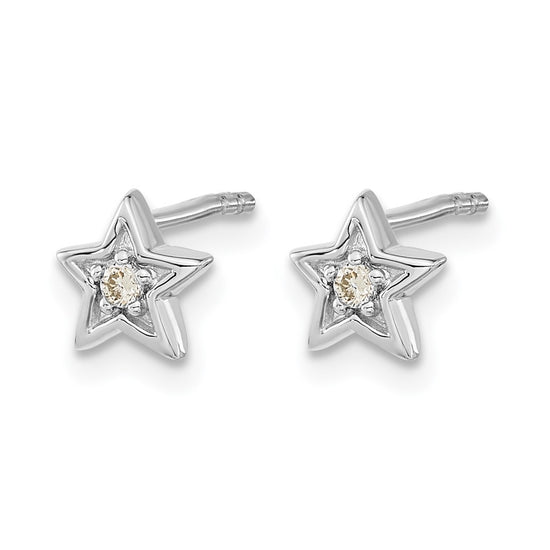 Gold Diamond Star Post Earrings