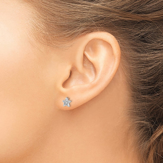 Gold Diamond Star Post Earrings