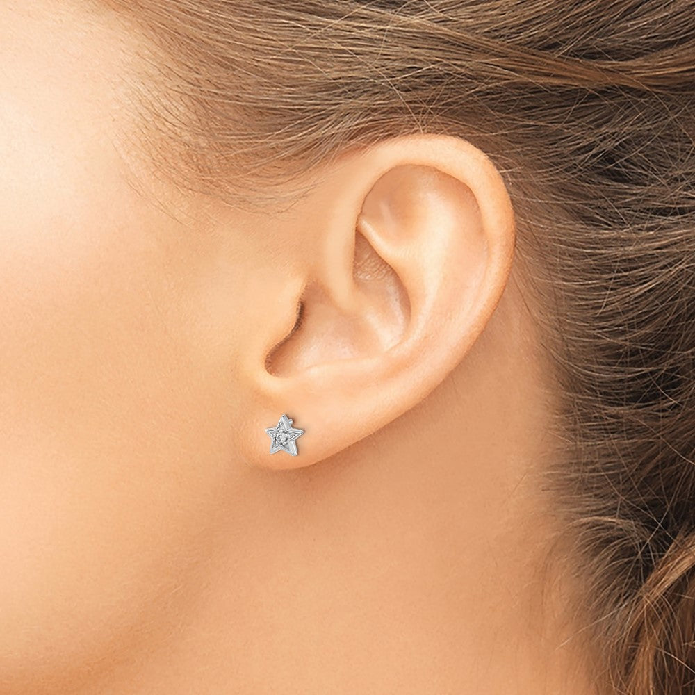 Gold Diamond Star Post Earrings