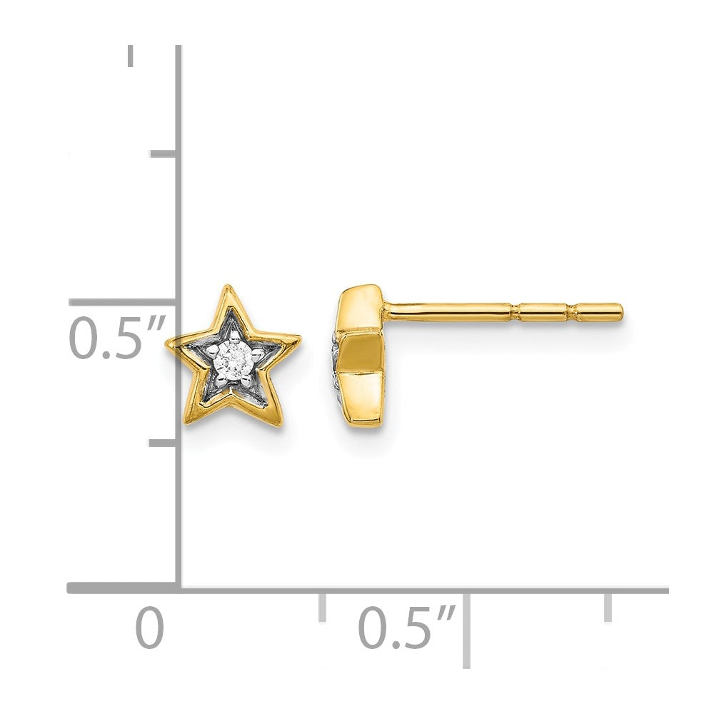 Gold Diamond Star Post Earrings