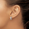 14k White Gold 1/10 carat Diamond Awareness Ribbon Post Earrings