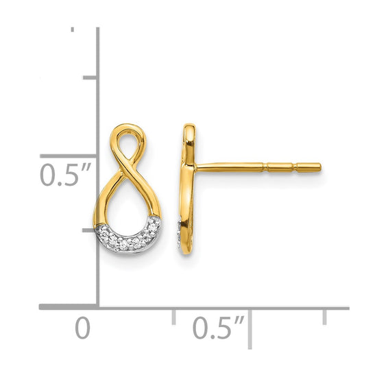 14k and White Rhodium Diamond Twisted Infinity Post Earrings