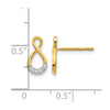 14k and White Rhodium Diamond Twisted Infinity Post Earrings