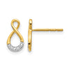 14k and White Rhodium Diamond Twisted Infinity Post Earrings