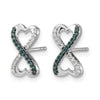 14k White Gold 1/6 carat Blue and White Diamond Infinity Heart Post Earrings