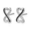 14k White Gold 1/6 carat Black and White Diamond Infinity Heart Post Earrings