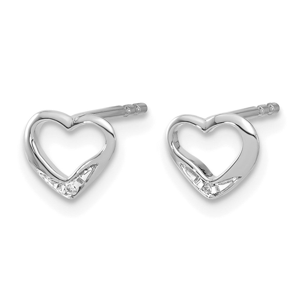 Gold Diamond Heart Post Earrings