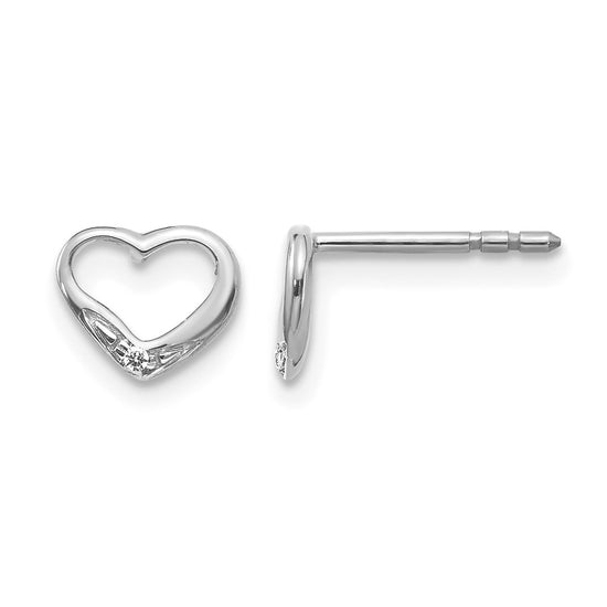 Gold Diamond Heart Post Earrings