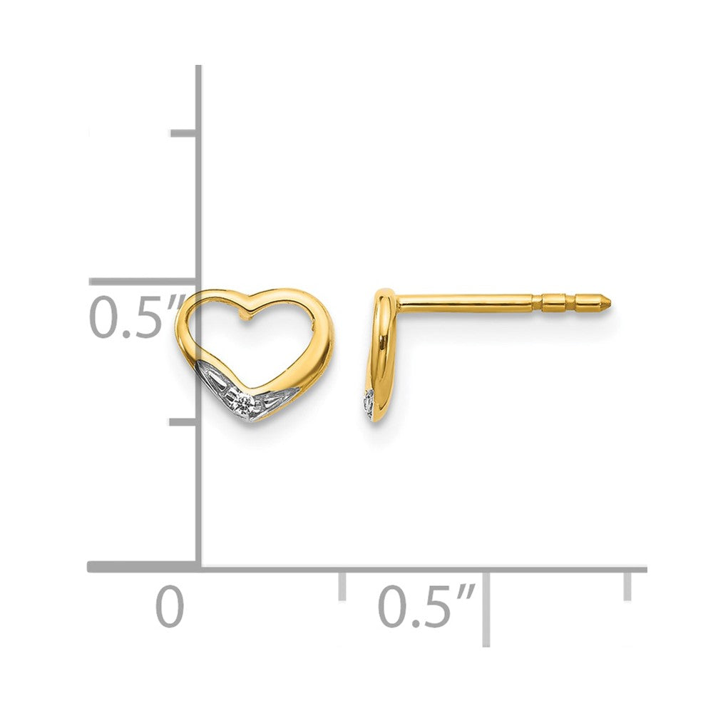 Gold Diamond Heart Post Earrings