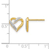 14k and White Rhodium Diamond Heart Post Earrings