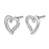 14k White Gold 1/10 carat Diamond Heart Post Earrings