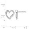 14k White Gold 1/10 carat Diamond Heart Post Earrings