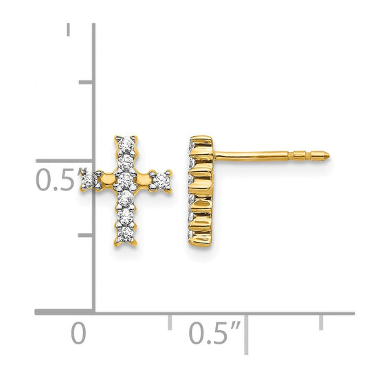 14k 1/5 carat Lab Grown Diamond VS/SI+ G+ Cross Post Earrings