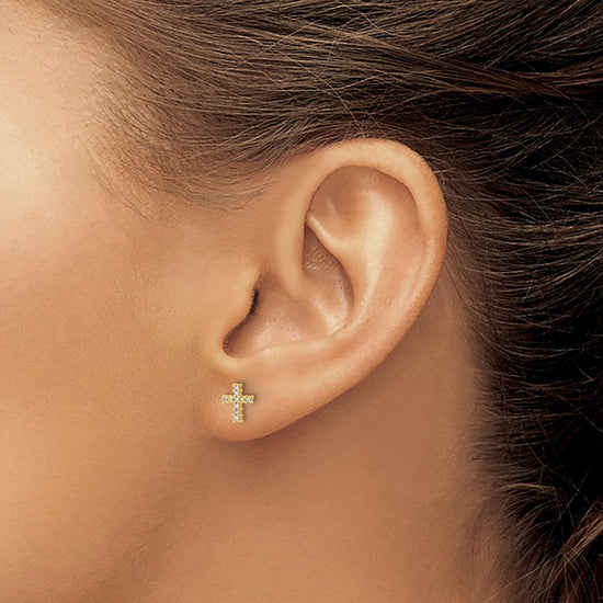 Diamond Cross Post Earrings