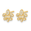 14k 1/6 carat Diamond Fleur de Lis Post Earrings
