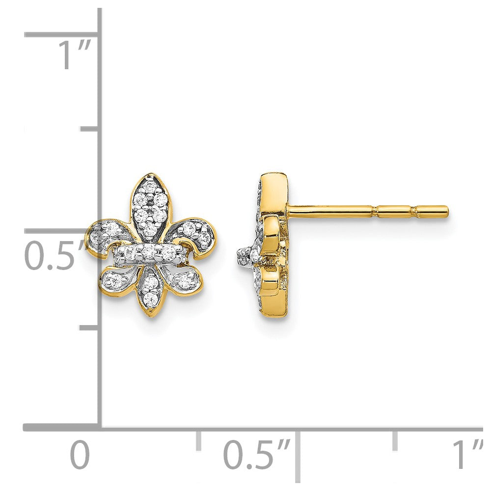 14k 1/6 carat Diamond Fleur de Lis Post Earrings