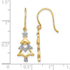 14k and White Rhodium Diamond Christmas Tree Dangle French Hook Earrings