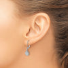 10k White Gold 1/4 carat Baguette Diamond Teardrop Halo Leverback Earrings