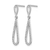 14k White Gold Polished 1/5 carat Diamond Teardrop Dangle Post Earrings