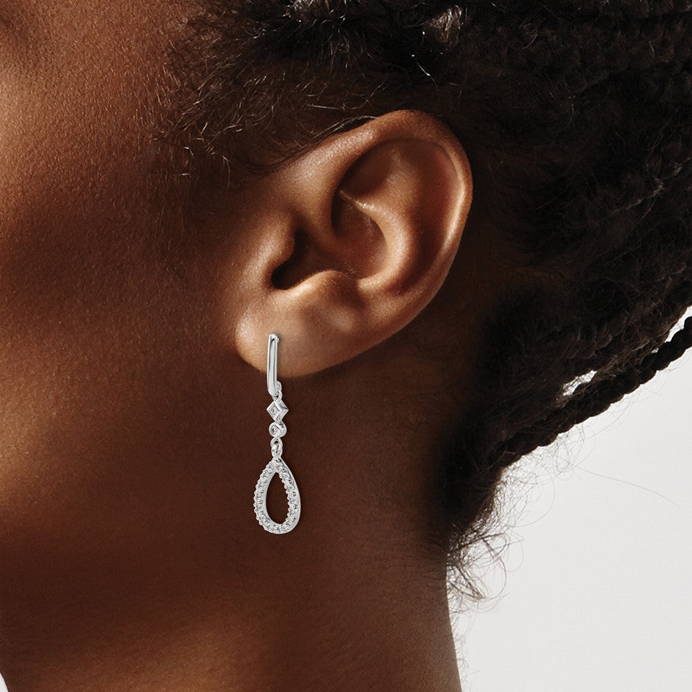 14k White Gold 1/4 carat Diamond Teardrop Dangle Post Earrings