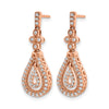 14k Rose Gold Polished 3/8 carat Diamond Teardrop Dangle Post Earrings