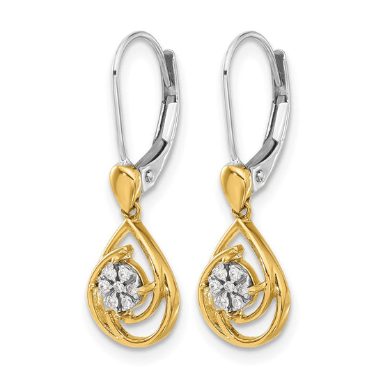 Diamond Teardrop Dangle Leverback Earrings
