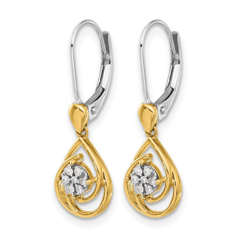 Diamond Teardrop Dangle Leverback Earrings