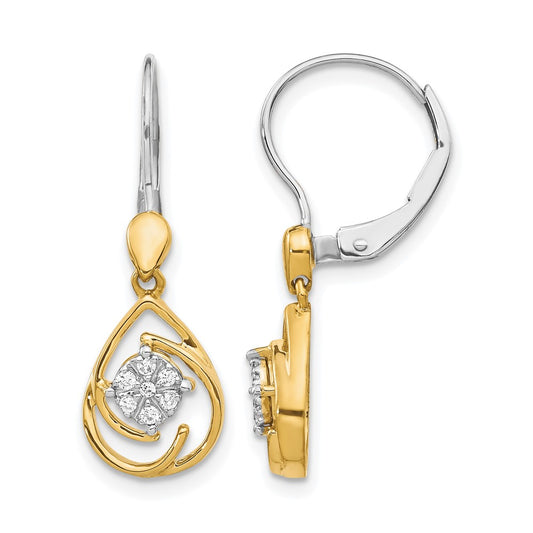 Diamond Teardrop Dangle Leverback Earrings