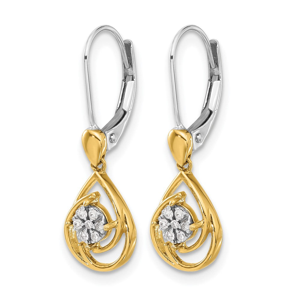 Diamond Teardrop Dangle Leverback Earrings