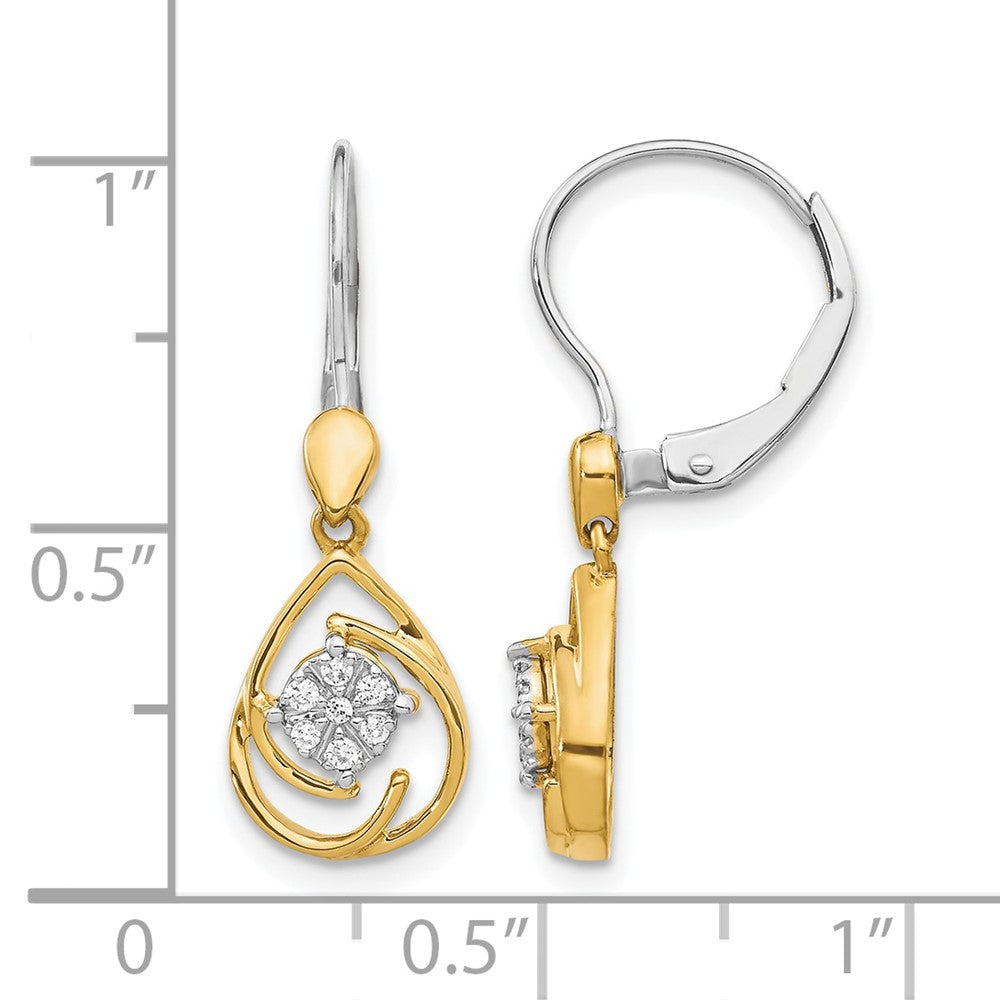 Diamond Teardrop Dangle Leverback Earrings