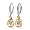 14k Two-tone Oval Cluster 1/4 carat Diamond Leverback Earrings