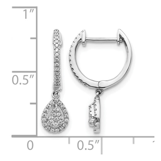 Diamond Teardrop Hinged Hoop Earrings
