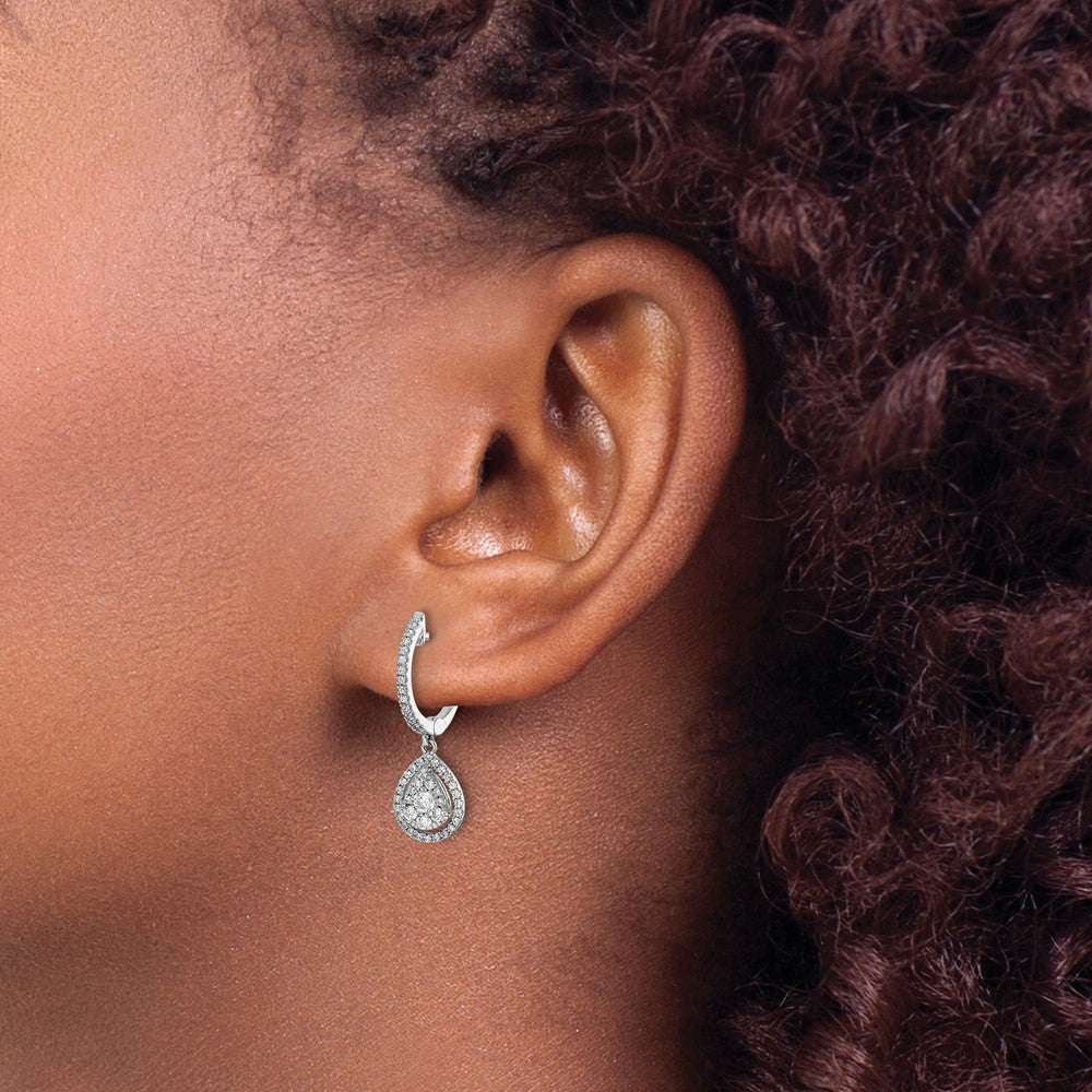 Diamond Teardrop Hinged Hoop Earrings