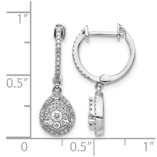 Diamond Teardrop Hinged Hoop Earrings
