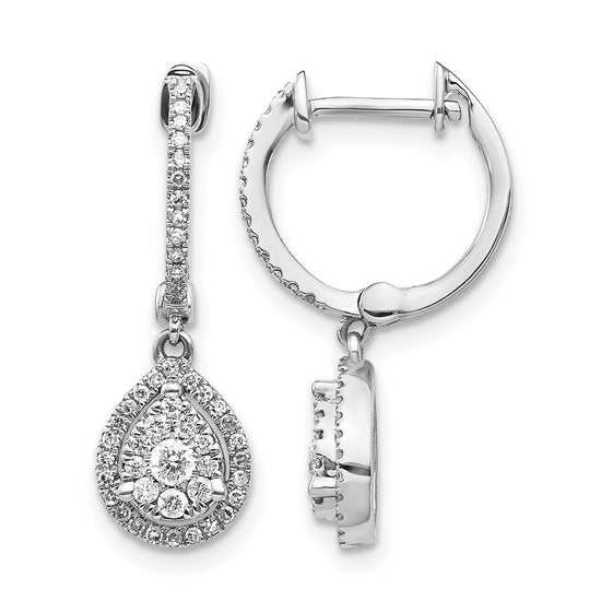 Diamond Teardrop Hinged Hoop Earrings