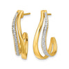 10k w/Rhodium Diamond J-Hoop Post Earrings