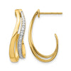 10k w/Rhodium Diamond J-Hoop Post Earrings