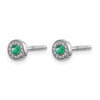 Diamond and Emerald Halo Post Earrings