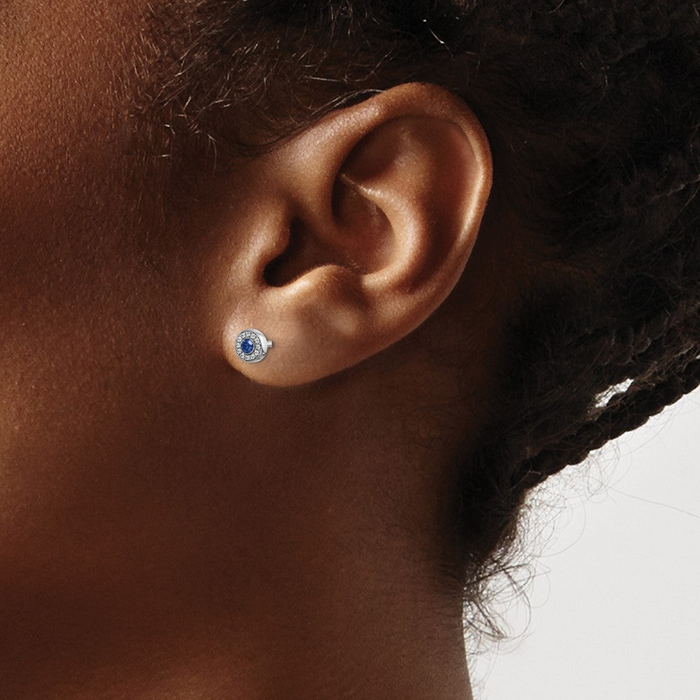 Diamond and Emerald Halo Post Earrings