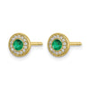 Diamond and Emerald Halo Post Earrings