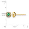 Diamond and Emerald Halo Post Earrings