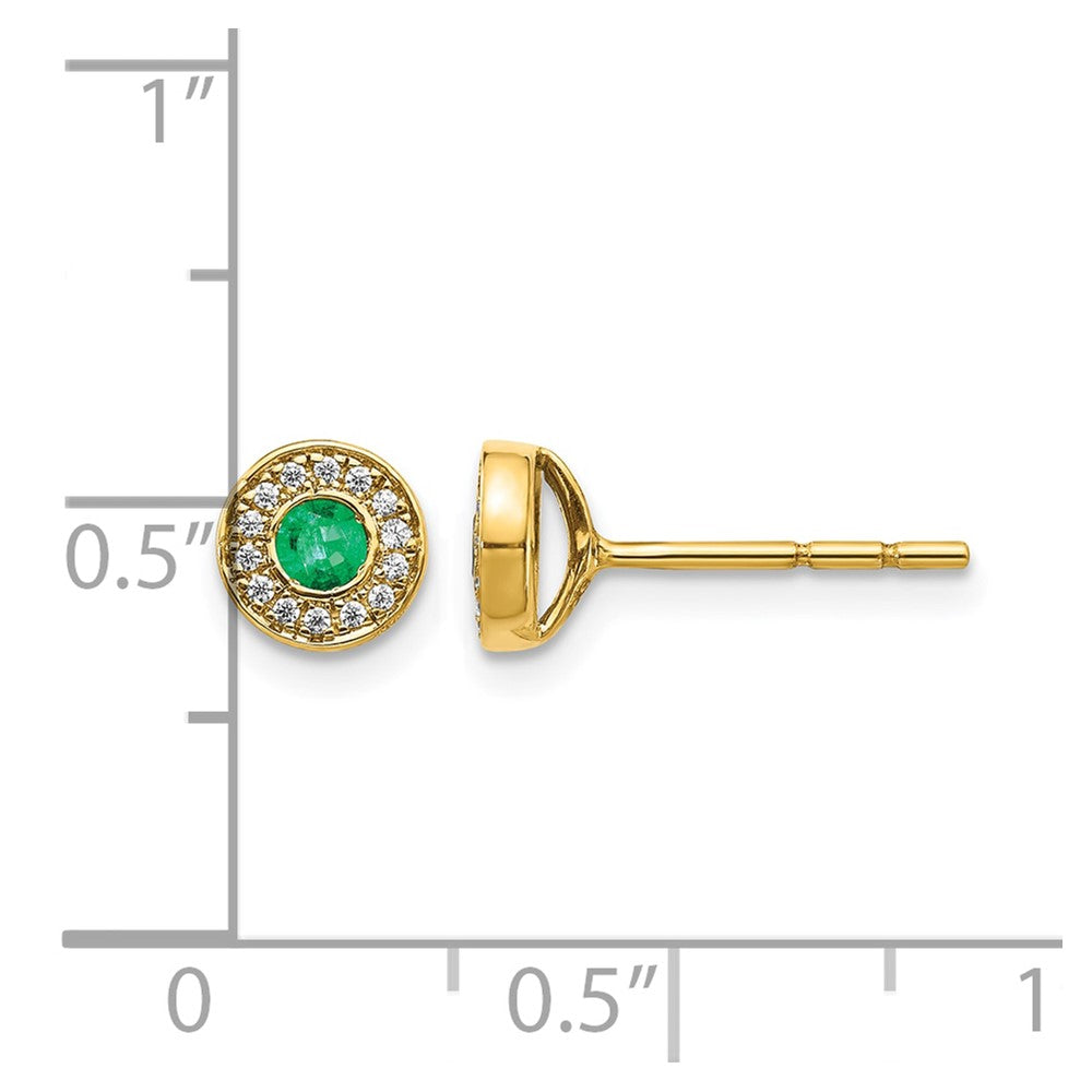 Diamond and Emerald Halo Post Earrings