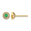 Diamond and Emerald Halo Post Earrings