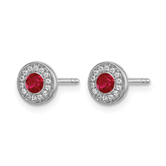 Diamond and Emerald Halo Post Earrings
