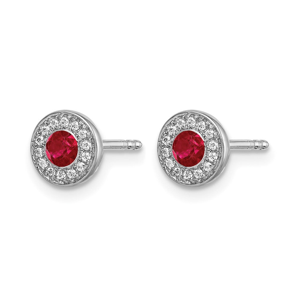Diamond and Emerald Halo Post Earrings