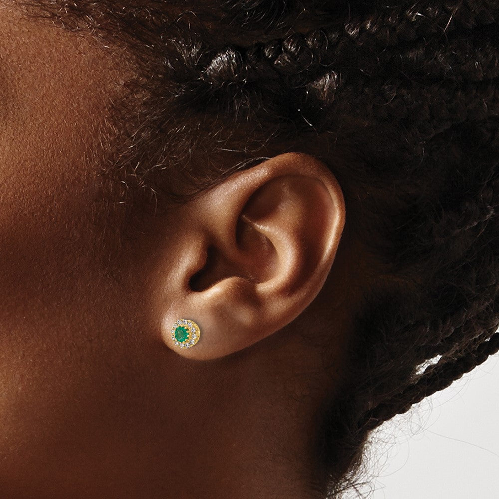 Diamond & Gemstone Halo Post Earrings