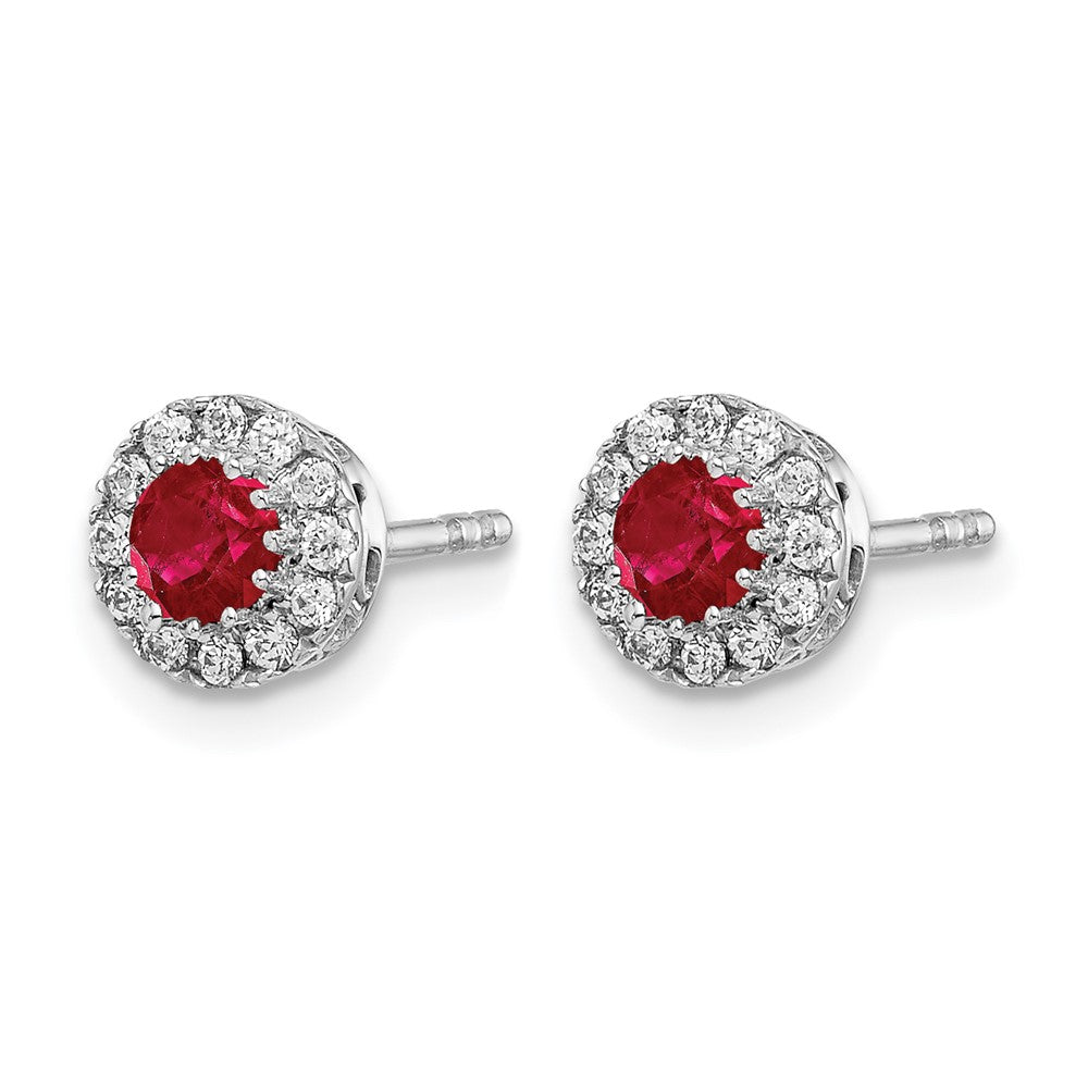 Diamond & Gemstone Halo Post Earrings