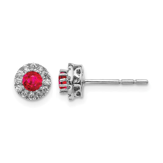 Diamond & Gemstone Halo Post Earrings