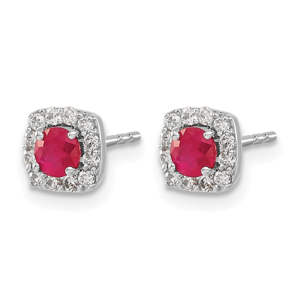 Diamond & Gemstone Square Halo Earrings